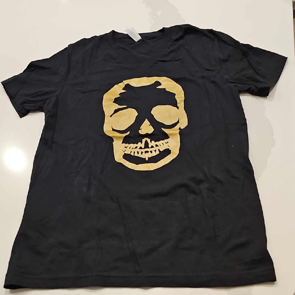 Bella Canvas Black  Tee with Gold Skull Graphic